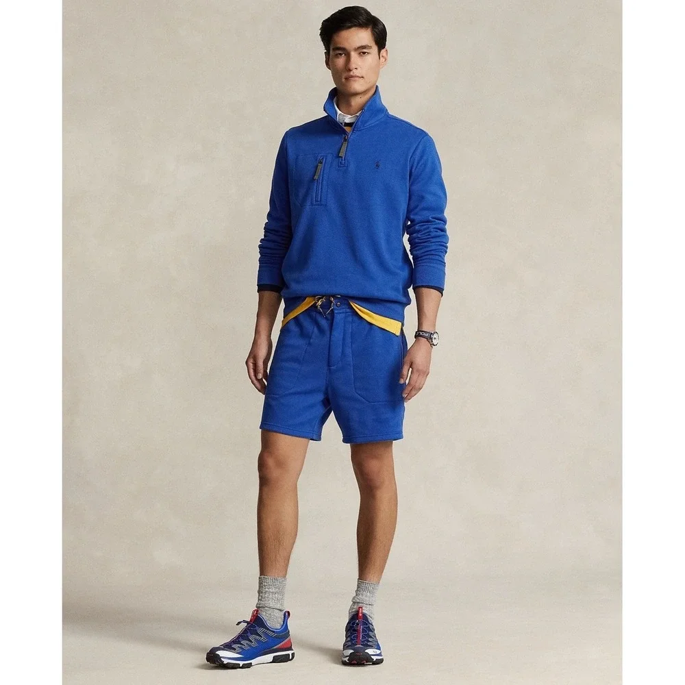 Polo Ralph Lauren Men's Terry Quarter Zip Sweatshirt Blue Saturn Size XL NEW